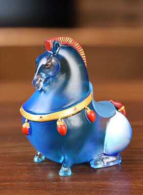 彩绘琉璃唐马卡通摆件招财马到成功桌面装饰客厅办公室家居吉祥物