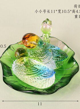 琉璃鸳鸯情侣摆件成双成对爱情守护七彩浪漫装饰桌面家居新婚礼物