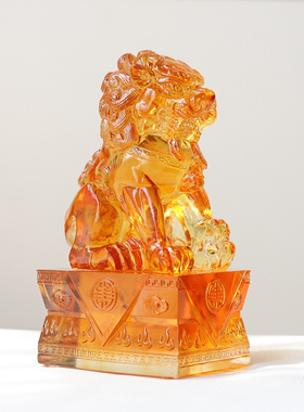 琉璃狮子财狮招财狮子镇宅风水装饰桌面摆件客厅大堂摆放中式家居