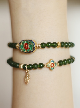 天然玉髓景泰蓝珐琅彩复古闺蜜款