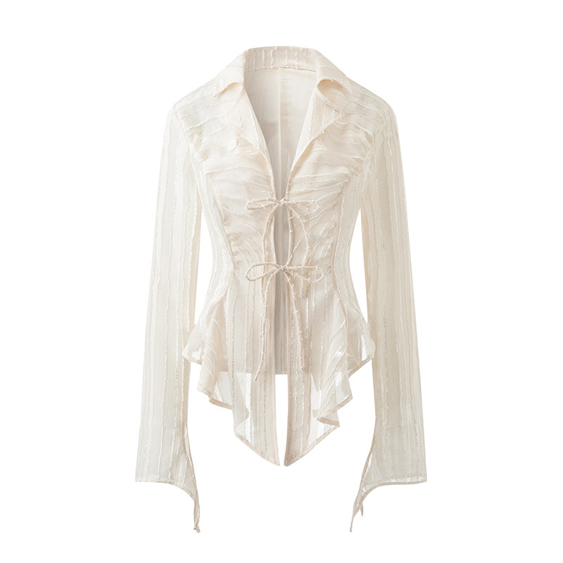 vvok设计感小众2023春季新款衬衫 vvok蕾丝衫/雪纺衫