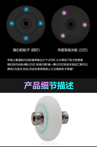 超极光轮滑轮子闪光发光耐磨刹车刷街平花溜冰旱冰鞋PU轮高弹夜光 - 图2