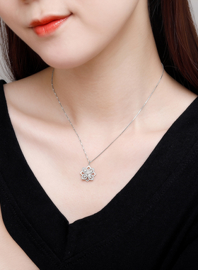 旋转四叶草项链女纯银新款幸运草