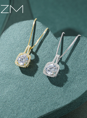 方钻项链925纯银女潮轻奢简约