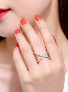 交叉戒指925纯银小众轻奢时尚