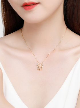 祥云纯银项链铃铛如意锁