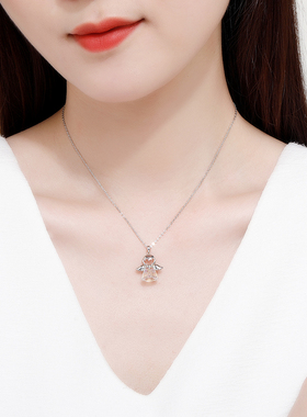 天使之翼纯银炫彩吊坠女孩项链