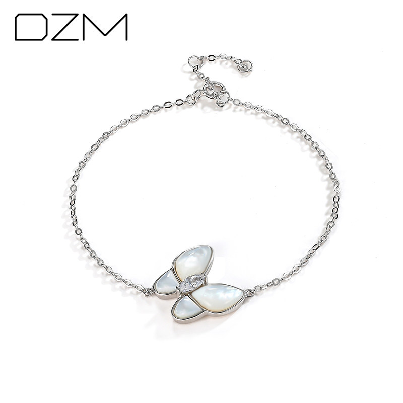 925纯银白贝母蝴蝶女18k ins手链 戴之梦手链