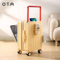 OTA front open cover suitcase woman large capacity 20 inch high face value expandable wide drawbar boarding suitcase male