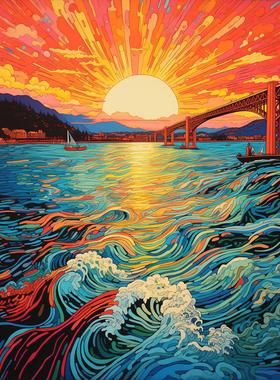 夕阳下的大diy数字油画高级填色涂绘打发时间手工丙烯挂画包邮