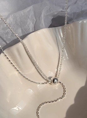 法式高级清冷感银色金属链条双层项链颈链锁骨链2025夏季新款女