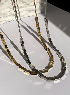 钛钢滑动方块串联高级感冷淡项链