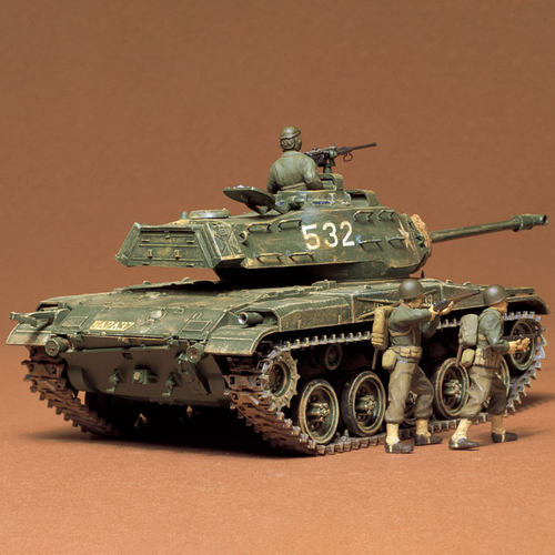 田宫模型 35055 坦克模型 拼装 1/35 美国 M41 斗犬轻型坦克 - 图0