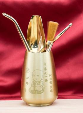 爆款黄铜大号茶道六君子茶具配件茶刀茶勺茶叶罐茶壶茶杯茶具套装