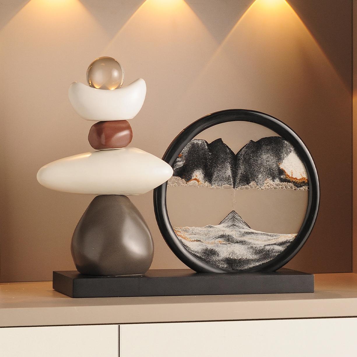 时来运转流沙画摆件装饰品客厅电视柜酒柜玄关轻奢高档高级办公室 - 图0