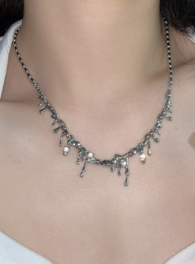 不锈钢液态金属水滴熔岩系列锁骨链女 ins小众设计嘻哈个性锁骨链