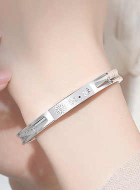 9999幸运四叶草足银手镯女送女友