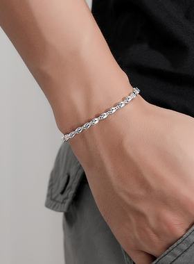 999纯银双龙戏珠男士手链