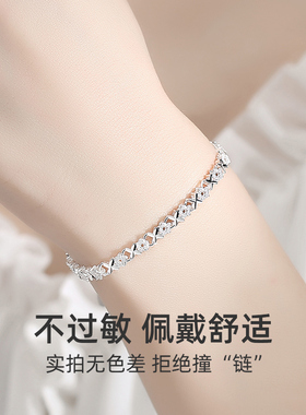 999银手链女纯银女生夏足银