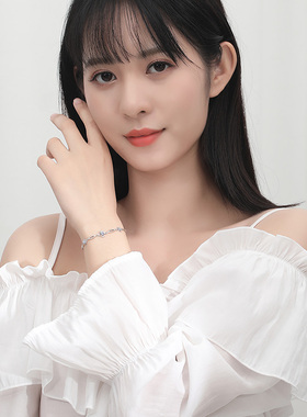 三生花纯银手链女四叶草