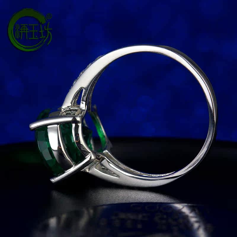 洅玉坊祖母绿925银镶嵌克拉指环 洅玉坊戒指/指环