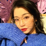 [王柳雯网红同款街拍大脸显瘦眼镜框女韩版近视圆平光大框眼镜女潮]