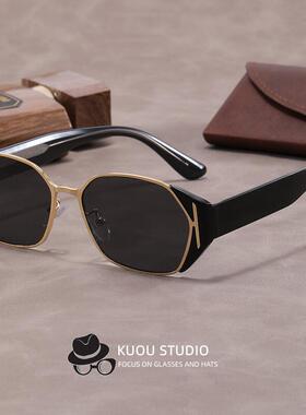 韩版复古小冰块插针墨镜女方框圆脸显瘦时髦高级感防紫外线太阳镜