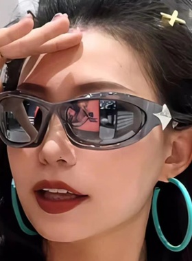 千禧风未来科技感墨镜废土朋克Y2K星芒太阳墨镜凹造型时髦男女潮