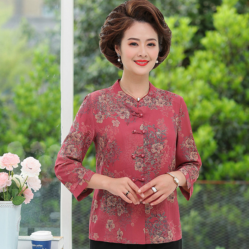 妈妈夏装两件套装中老年人女装衬衫 蔓姿莲中老年女装