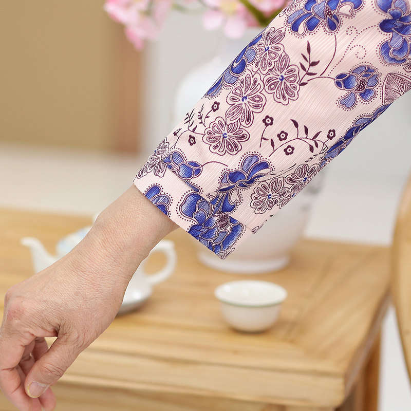 女装夏装长袖妈妈60岁70套装80衬衫 蔓姿莲中老年女装