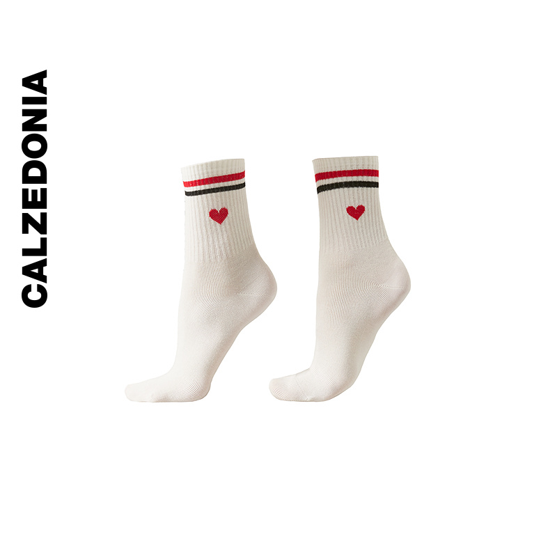 CALZEDONIA卡泽意袜春秋女士休闲运动风爱心撞色条纹短袜DC0568 - 图3