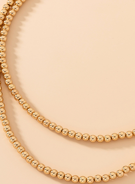 欧美风时尚简约金色珠双层项链女