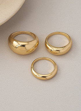 时尚个性简约金色戒指三件套装女