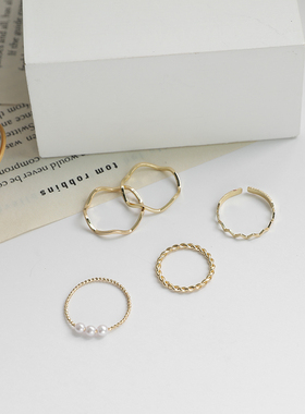 唯美日韩轻奢简约波浪形戒指个性