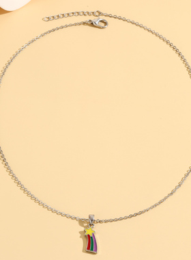 日常风时尚个性简约百搭方形项链