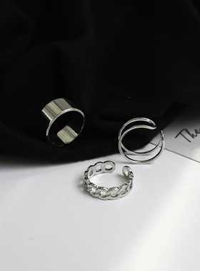 欧美风街拍宽面开口尾戒