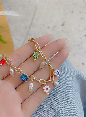 奈斯彩色琉璃串珠项链