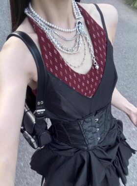 美式多层珍珠流苏甜酷辣妹项链女