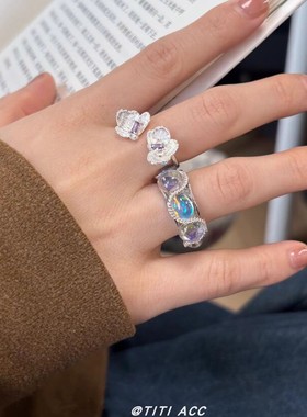 冷淡风银色蝴蝶兰开口戒指女独特精致食指戒轻奢小众高级感指环潮