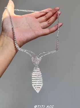 永夜的星河~欧美个性夸张领带choker颈圈女项饰小众设计感项链潮