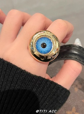 欧美异形夸张恶魔之眼宽版戒指女复古简约个性指环时尚设计感手饰