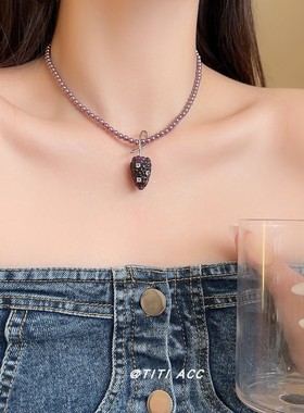 TITI ACC小众设计感镶钻树莓珍珠项链女轻奢高级感锁骨链颈链配饰