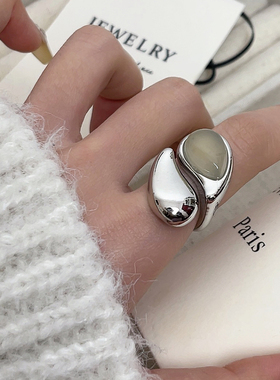 欧美时髦水滴金属戒指ins冷淡风