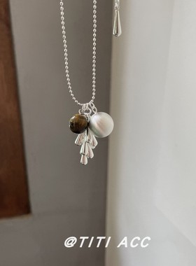 韩版小众银色葡萄串圆球设计项链