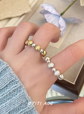 韩系百搭气质拉丝戒指高级感猫眼球指环轻奢弹力指环女叠戴食指戒