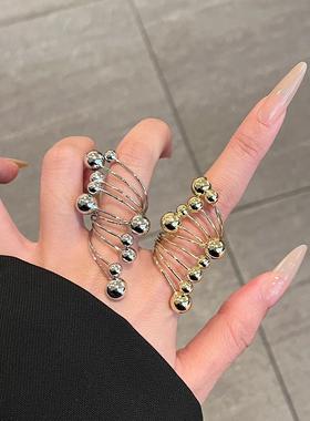 小众个性简约金属球球戒指女指环