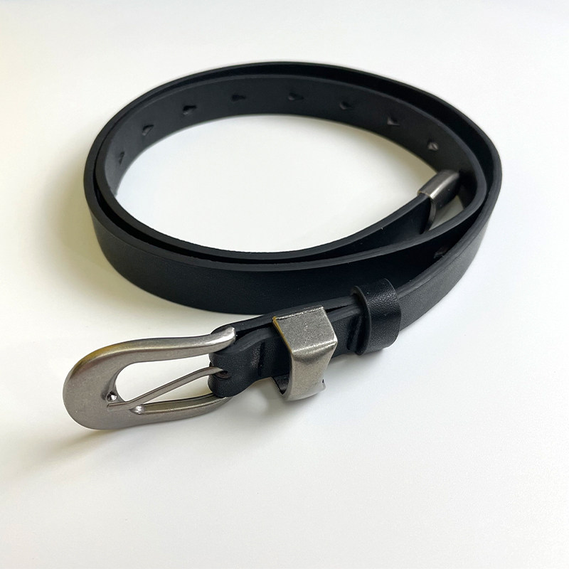 复古黑色小皮带女士ins风银色扣牛仔裤腰带细款百搭男裤带女新款