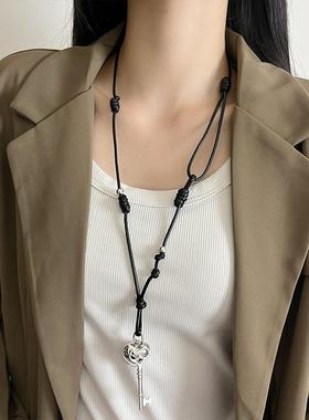 爱心钥匙吊坠项链小众轻奢高级感