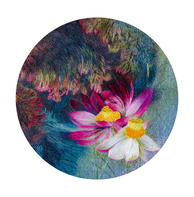 Su embroidery beginner DIY ຕົນເອງ embroidery lotus ວັດສະດຸຊຸດພິມຮູບພັດລົມ embroidery handmade ຊຸດ Shu embroidery ຂອງຂວັນສໍາລັບພໍ່
