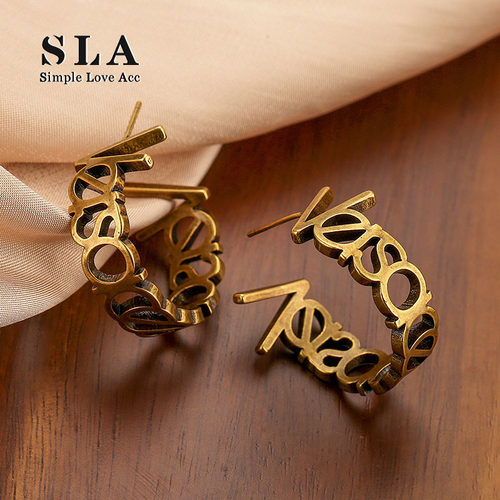 SLA私家 字母个性设计耳环女网红博主拒绝同款复古高级2025年新款 - 图0